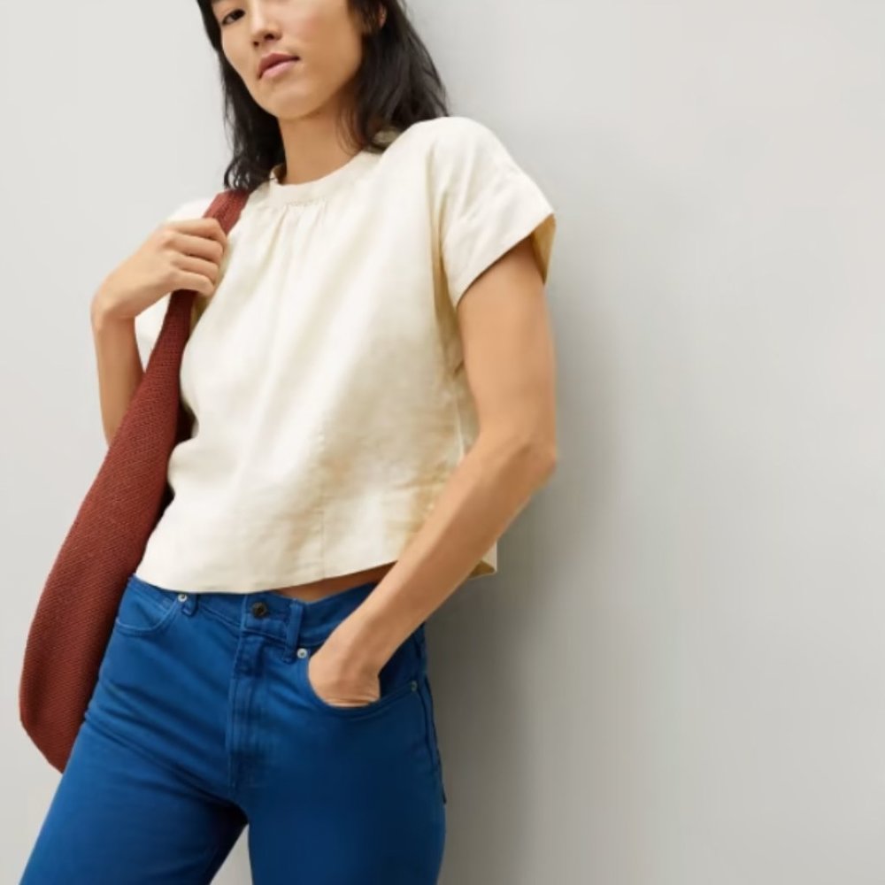 Everlane Cream Short-Sleeve Boxy Top